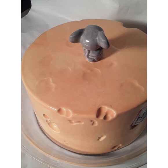 Vintage Cheese Cloche, Mouse on Cheese Wheel Ceramic - Picture 4 of 6